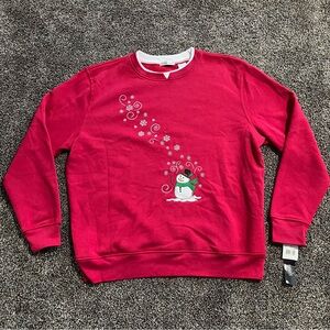Hasting & Smith large NWT red snowman snowflake Christmas crewneck sweatshirt
